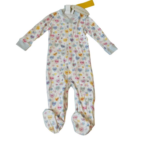 NWT Lullaby Set NB Blue Convo Heart Footie - Picture 2 of 6